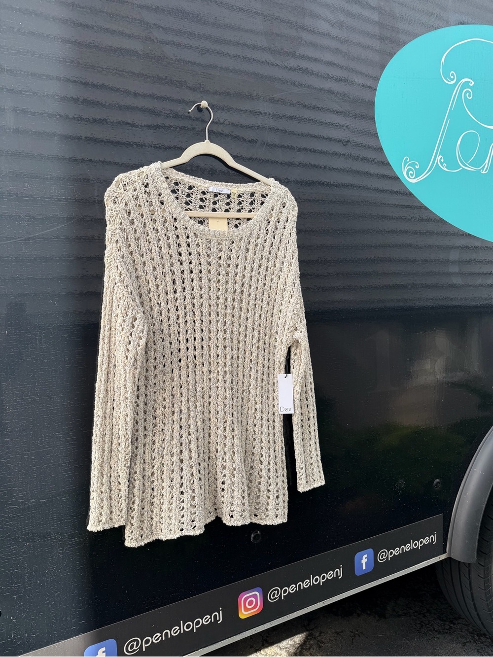 DEX Oatmeal Open Knit Sweater Sz S